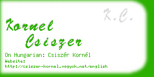 kornel csiszer business card